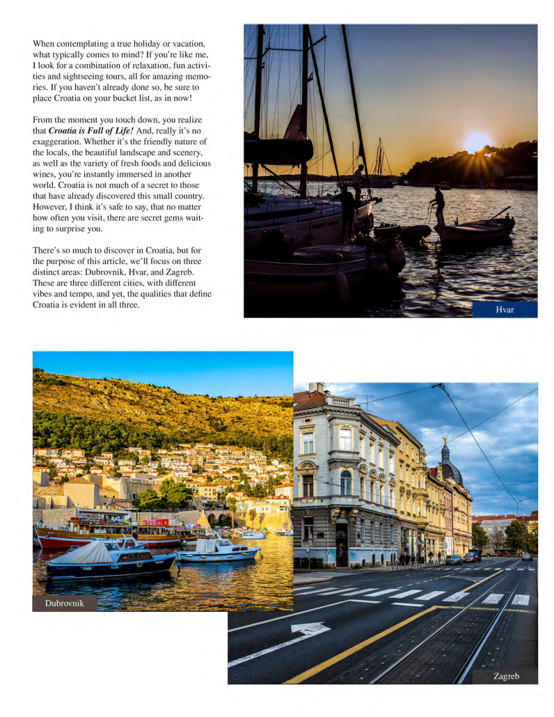 REGARD magazine page from the Croatia travel story